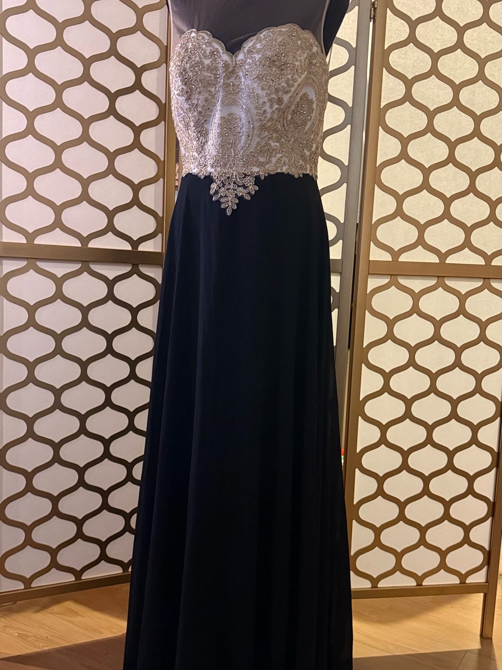 Beaded Black Maxi Skirt with Ivory Embellished Waist